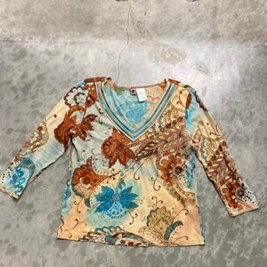 90s vibrant multi coloured floral top